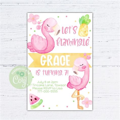 Flamingo Birthday Invitation Let S Flamingle Birthday Invite Editable