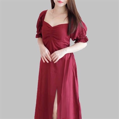 Jual Dress Sabrina Irise Wanita GARCIA Korea A Line Bodycon Maxi Casual