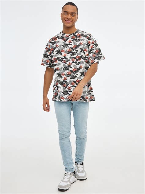 Camiseta Oversized Print Tropical Camisetas Hombre Inside