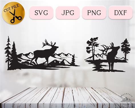 Elk Nature Scene Bugling Elk Silhouette Wilderness Outdoor Etsy