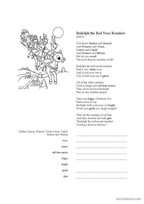 Rudolph English Esl Worksheets Pdf Doc