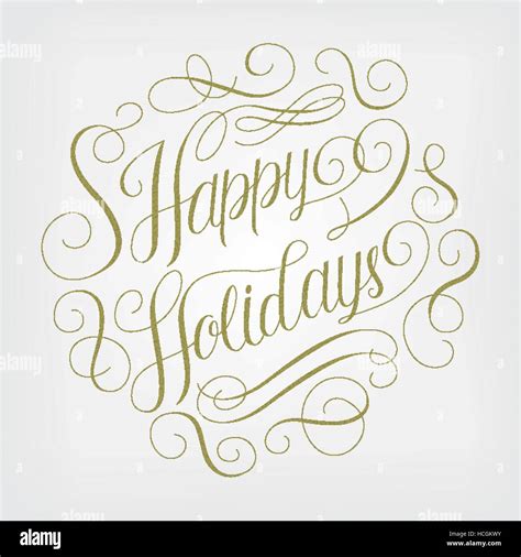 Elegant Happy Holidays Calligraphy Design Over White Background Stock