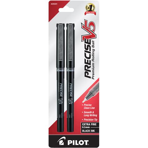 Pilot Precise V5 Rolling Ball Pen Extra Fine Point Black Ink 2 Pack