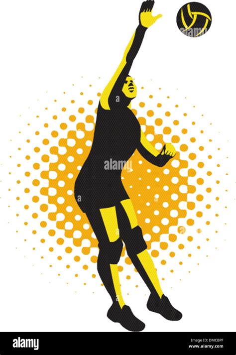 Volleyball Player Spiking Ball Retro Stock Vector Image & Art - Alamy