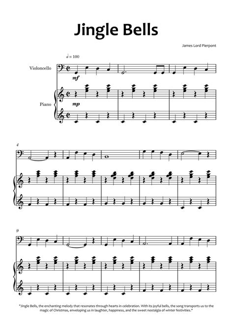 Jingle Bells Arr Glauco Fernandes By James Lord Pierpont Sheet Music For Cello And Piano At