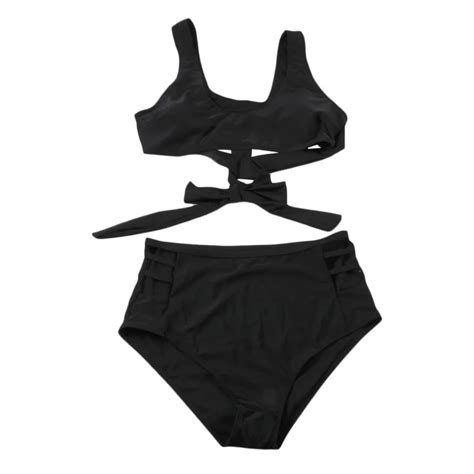 Sexy Women Bikini Set Bandage Style Swimsuits Solid Color Quick Drying