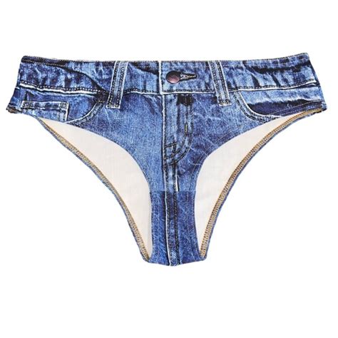 Nude Tini Swim Nude Tini Bikini Blue Denim Print Bikini Bathing