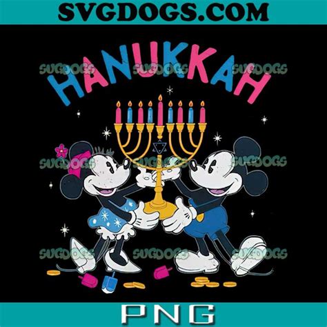 Mickey And Minnie With Hanukkah Png Menorah And Dreidel Png