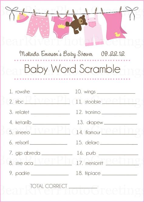 Baby Shower Games Free Printables