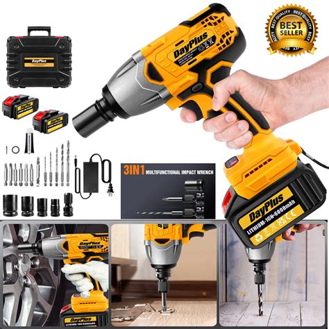 DayPlus 1500Nm Cordless Impact Wrench 3 IN 1 Electric Drill Impact