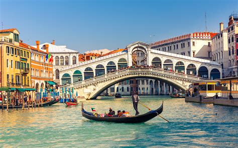 Image Venice Italy Rialto Bridge, Grand Canal bridge Boats 3840x2400