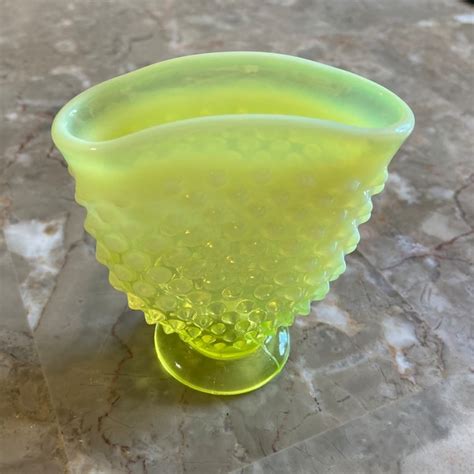 Fenton Yellow Hobnail Vase Etsy