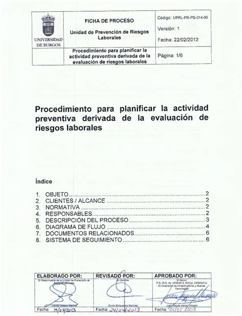 PDF Procedimiento Para Planificar La Actividad Preventiva