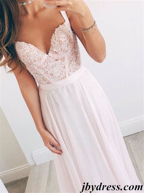 A Line Sweetheart Neck Light Pink Long Lace Prom Dress Light Pink Lace