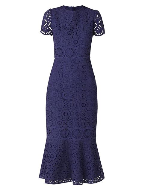 Shoshanna Thompson Eyelet Midi Dress Navy Editorialist