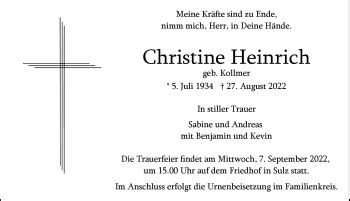 Traueranzeigen Von Christine Heinrich Schwarzw Lder Bote Trauer