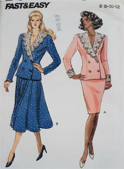 Vintage 80s Butterick 3000 UNCUT Misses 2 PC Suit With Slim Or Full