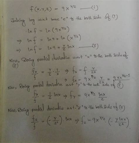 Solved Find The First Partial Derivatives Of The Function Fx Y Z