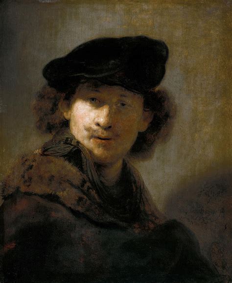 Self Portrait In A Velvet Beret 1634 Painting By Rembrandt Van Rijn