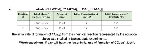 Solved 2 CaCO3 S 2H Aq Ca2 Aq H2O L CO2 G Chegg