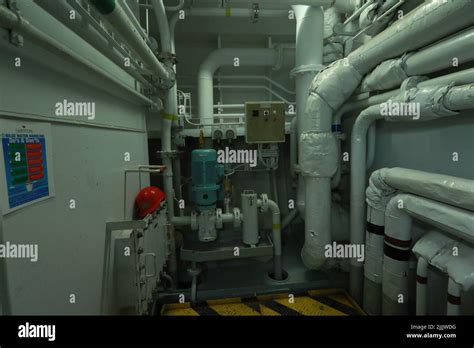 Pipework In Ships Engine Room Stock Photo Alamy