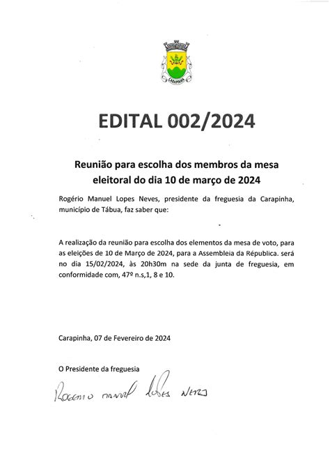 Reunião para escolha dos membros da mesa eleitoral do dia 10 de Março