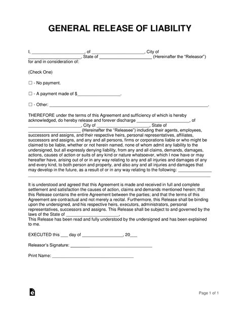 Free Free Release Of Liability Hold Harmless Agreement Template Medical