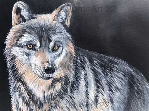 Acrylic Wolf Painting