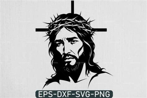 Jesus With Crown Thorns And Cross Svg Gráfico Por Uzzalroyy9706 · Creative Fabrica