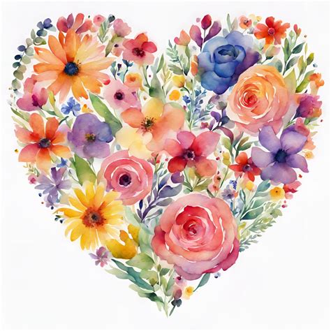 watercolor floral heart clip art  stock photo public domain pictures