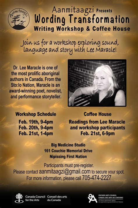 sign    upcoming writing workshop aanmitaagzi heshe