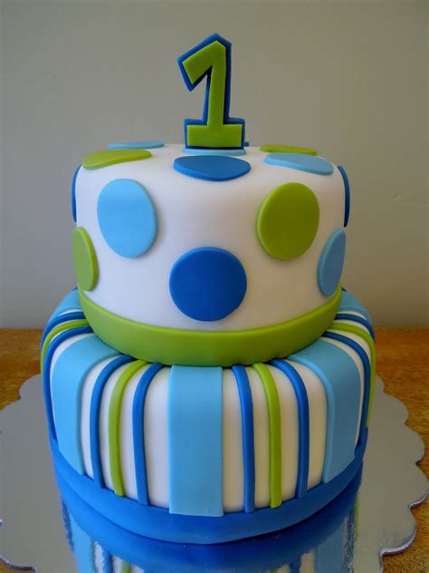 Stripes & Dots Boys 1St Birthday - CakeCentral.com