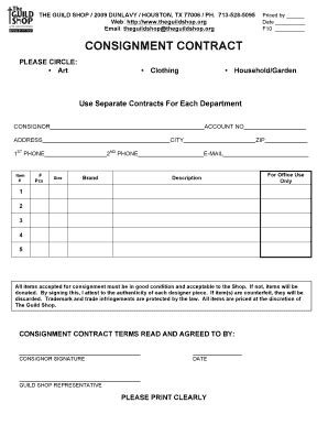 Fillable Online Consignment Contract Int Doc Fax Email Print