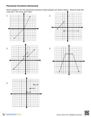 Grade Evaluating Piecewise Functions Worksheets