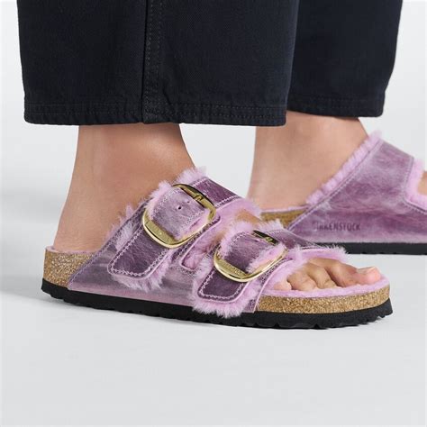 Arizona Big Buckle Shearling Oiled Leather Lavender Birkenstock