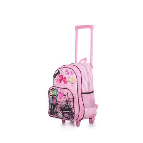 Sac à dos roulettes 49 cm Love Paris FUSHIA Cdiscount Bagagerie