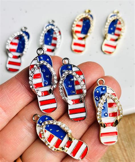 Pieces Red White And Blue Patriotic Rhinestone Flip Flop