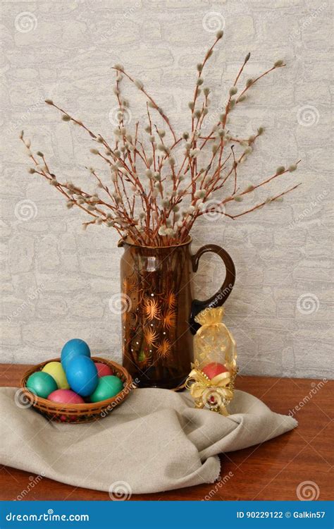 Pussy Willow Revival And Easter Eggs Stock Photo Image Of Crucifix