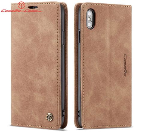 CaseMe IPhone XS Retro Wallet Stand Magnetic Flip Case Brown