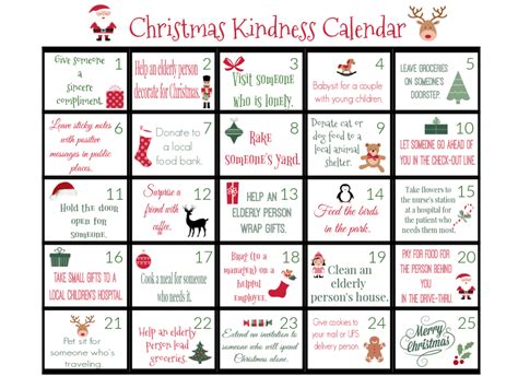 Christmas Kindness Calendar - Only Passionate Curiosity