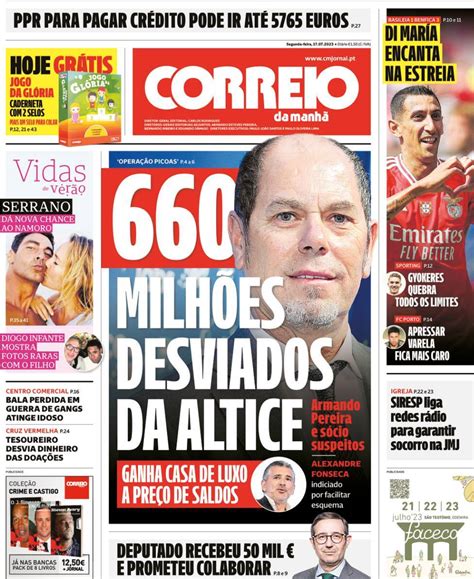 Capa Correio Da Manh Julho Capasjornais Pt