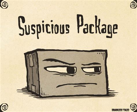 Suspicious Package Brainless Tales Funny Illustration Cute Puns