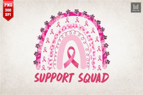 Support Squad Breast Cancer Pink Rainbow Graphic By Mulew · Creative Fabrica