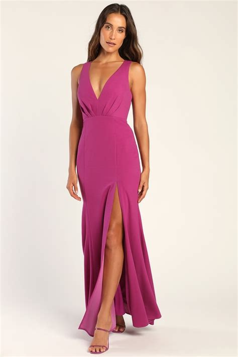 Magenta Mermaid Maxi Dress Formal Dress Backless Dress Lulus