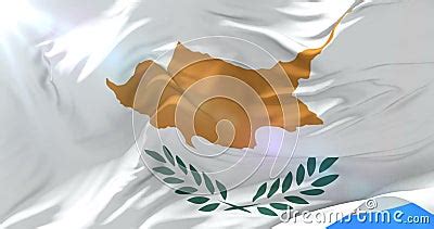 Cypriot Flag Waving At Wind With Blue Sky Loop Stock Footage Video