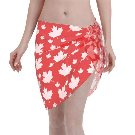 Coaee Maple Leaves Women S Short Sarongs Beach Wrap Sheer Bikini Wraps