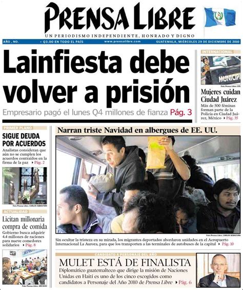 Portada Del Peri Dico Prensa Libre Guatemala Todos Los Peri Dicos De