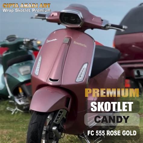 Jual Skotlet Stiker Motor Rose Gold Premium Glossy Sticker Gold Pink