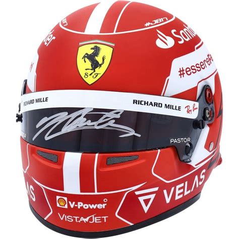 charles leclerc scuderia ferrari autographed mini helmet  scale