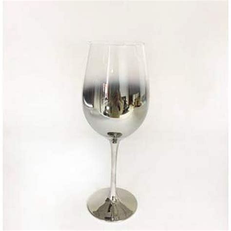 Vikko Décor Silver Ombre White Wine Glasses Thin Handblown Glass Tall Elegant Stem